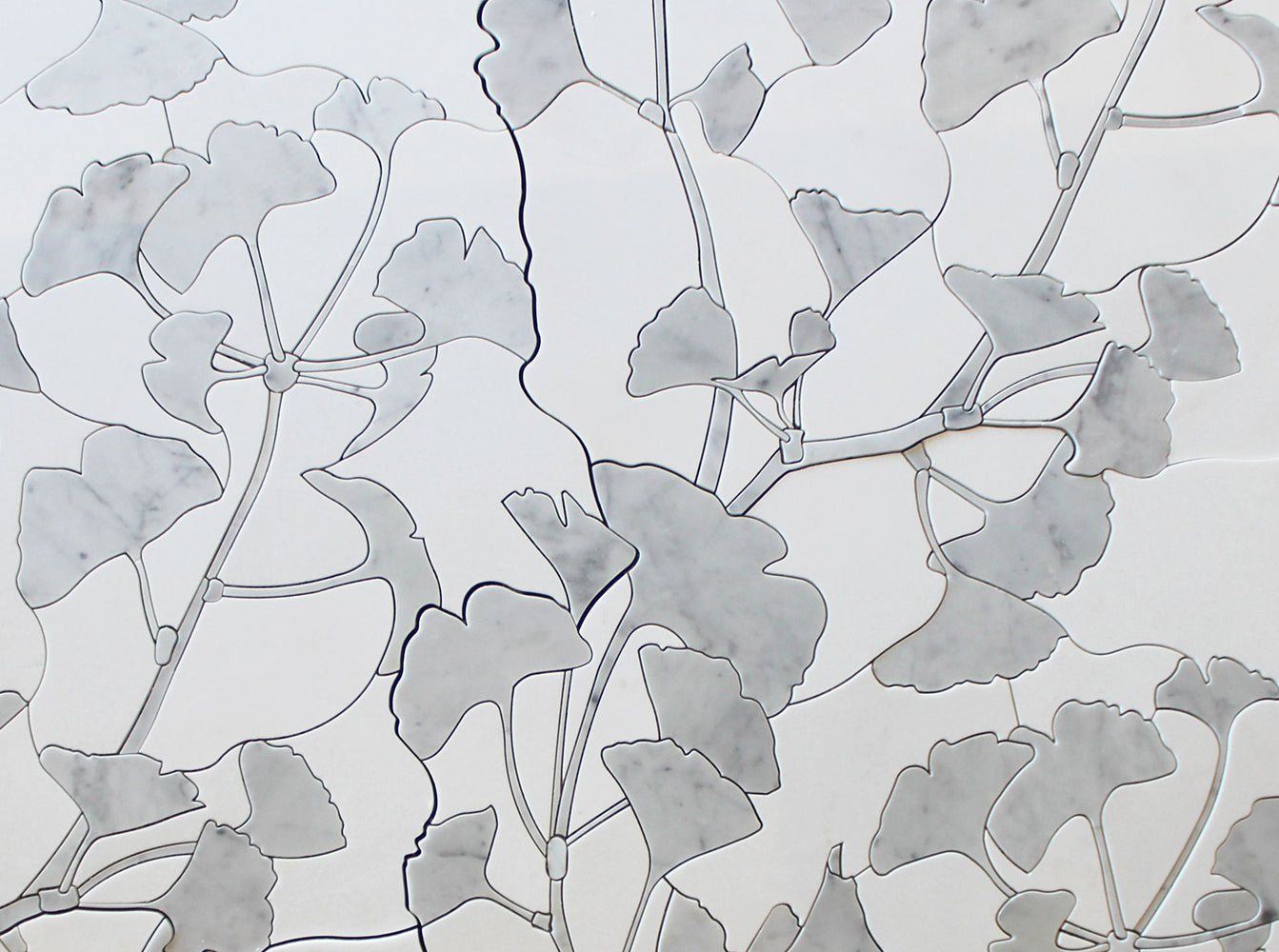 Ginkgo Carrara & Thassos Marble Mosaic - Flower Polished