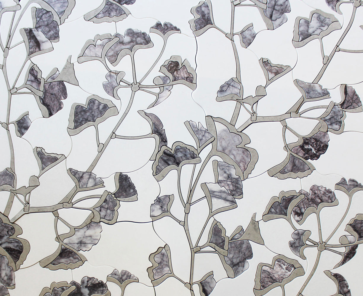 Ginkgo Lilac Marble & Limestone Mosaic - Flower Polished