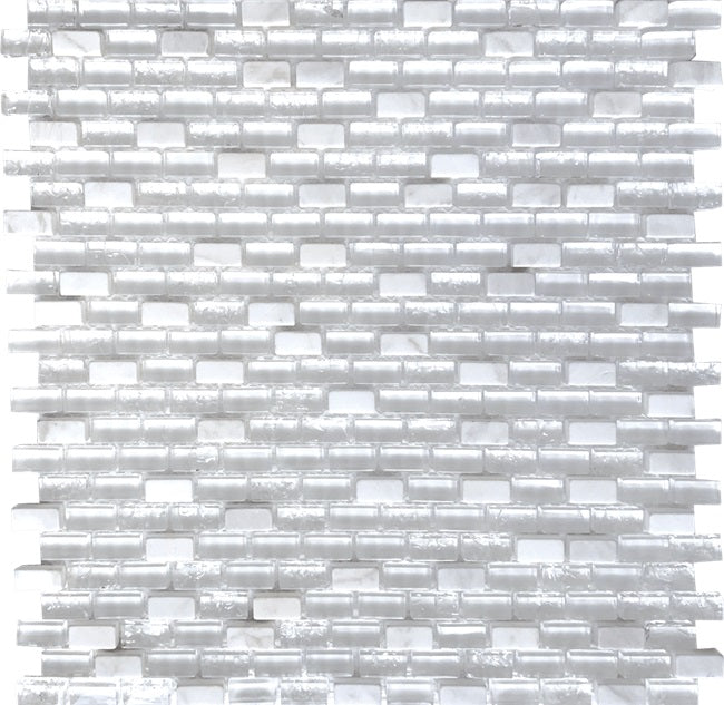 Full Sheet Sample - Ice Glacier Mix Random Glass Mosaic - 11.25" x 11.25" Glossy