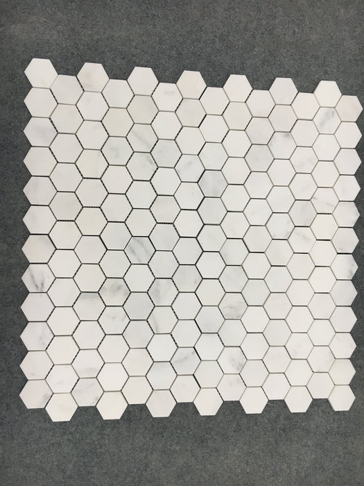 Glorious White Honed Marble Mosaic - 2" Hexagon 2