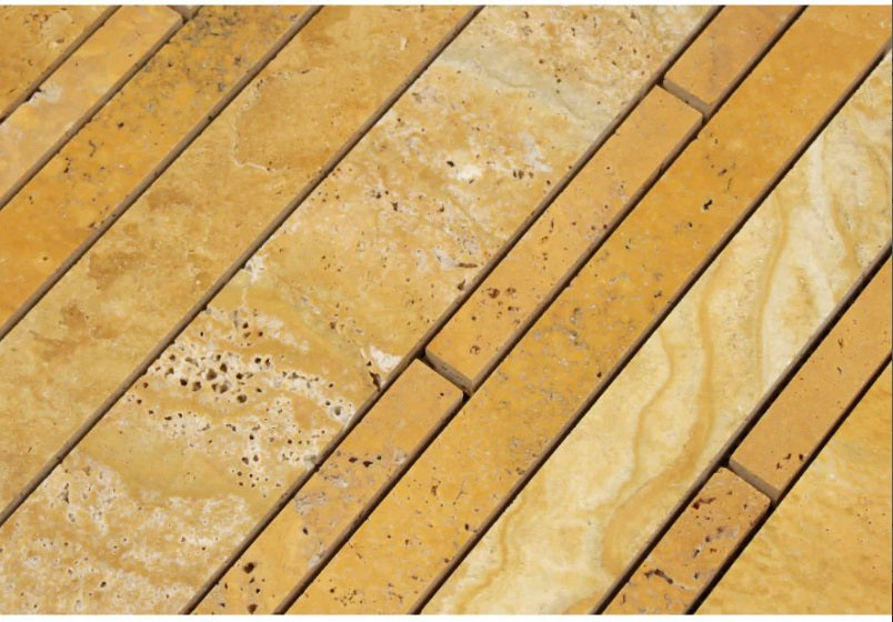 Golden Sienna Travertine Mosaic Unfilled & Honed