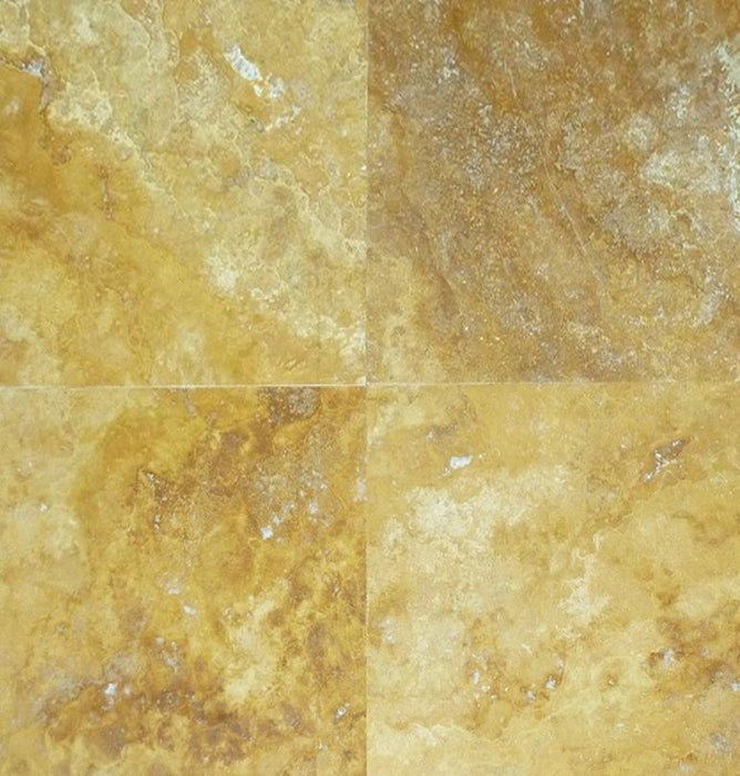 Full Tile Sample - Golden Sienna Cross Cut Travertine Tile - 18" x 18" x 3/8" Filled & Honed