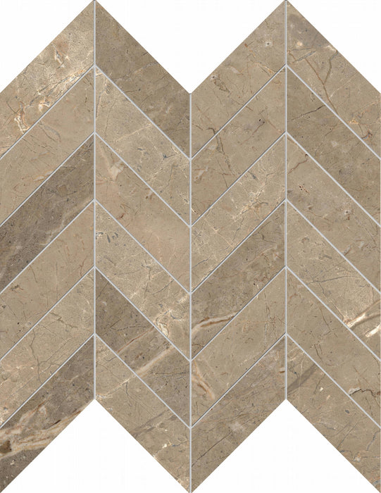 Full Sheet Sample - Golden Age Beige Chevron Porcelain Mosaic - 12" x 12" x 9 MM Matte
