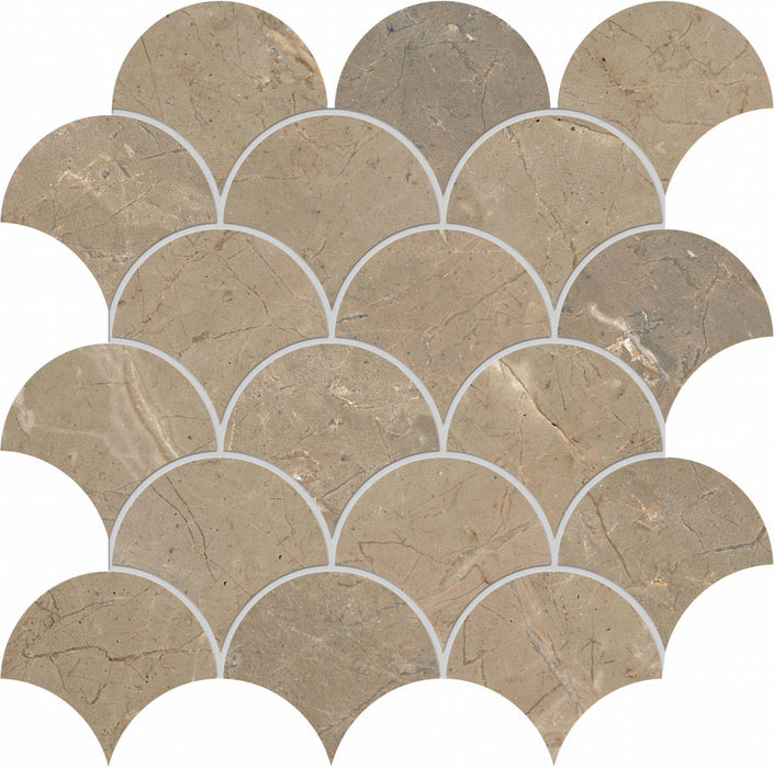 Full Sheet Sample - Golden Age Beige Shell Porcelain Mosaic - 12" x 12" x 9 MM Matte