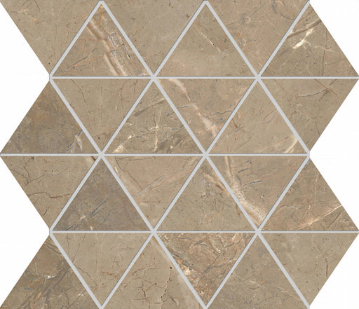 Full Sheet Sample - Golden Age Beige Triangle Porcelain Mosaic - 10.25" x 11.75" x 9 MM Matte