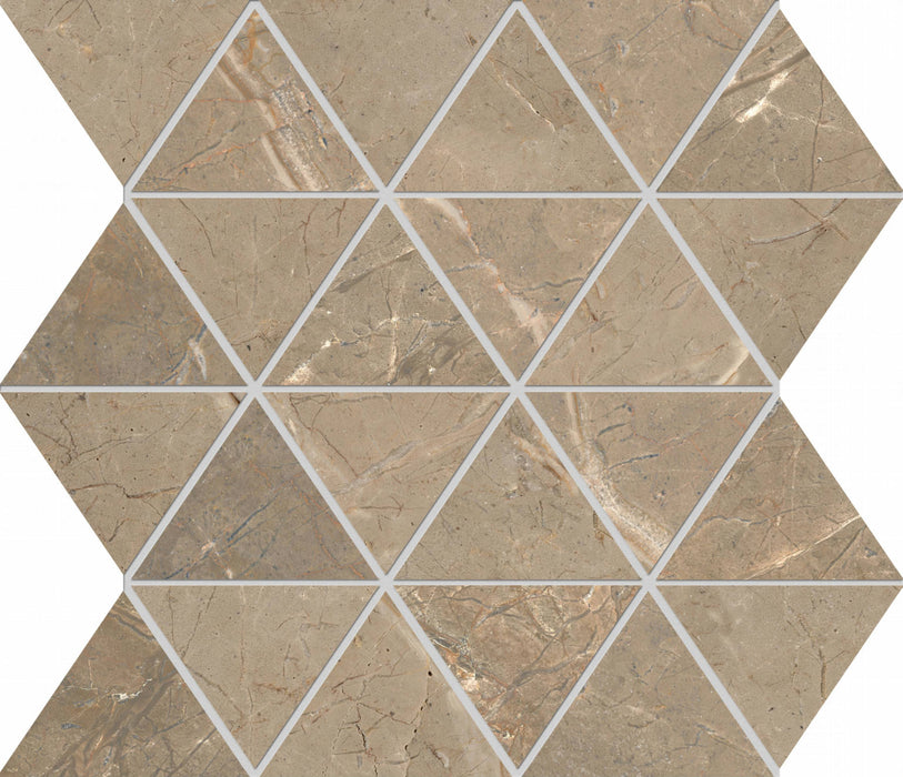 Full Sheet Sample - Golden Age Beige Triangle Porcelain Mosaic - 10.25" x 11.75" x 9 MM Matte