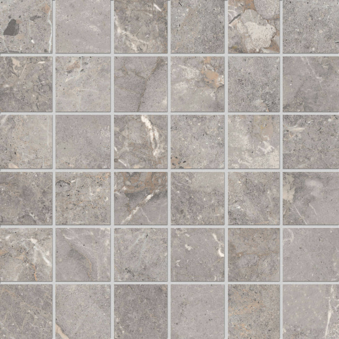 Full Sheet Sample - Golden Age Grey Porcelain Mosaic - 12" x 12" x 9 MM Matte
