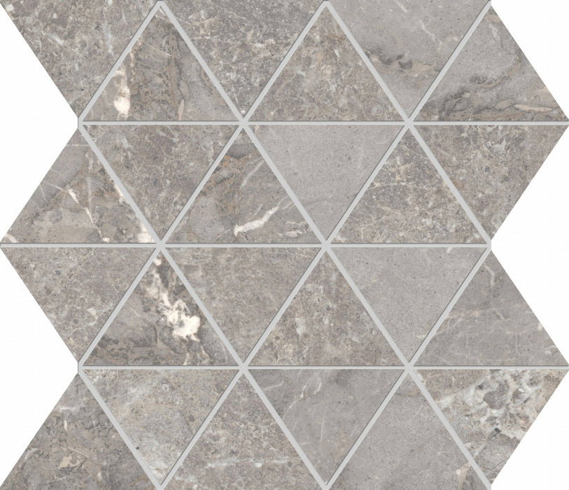 Full Sheet Sample - Golden Age Grey Triangle Porcelain Mosaic - 10.25" x 11.75" x 9 MM Matte