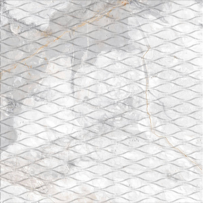 Full Tile Sample - Golden Age White Deco Porcelain Tile - 12" x 12" x 9 MM Matte