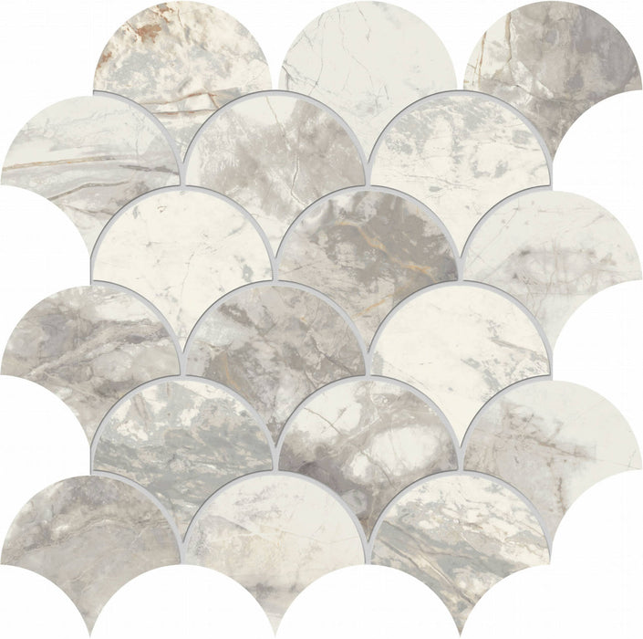 Full Sheet Sample - Golden Age White Shell Porcelain Mosaic - 12" x 12" x 9 MM Matte