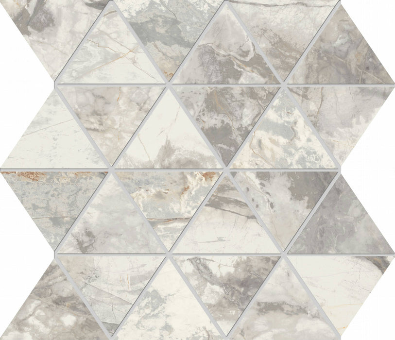Full Sheet Sample - Golden Age White Triangle Porcelain Mosaic - 10.25" x 11.75" x 9 MM Matte