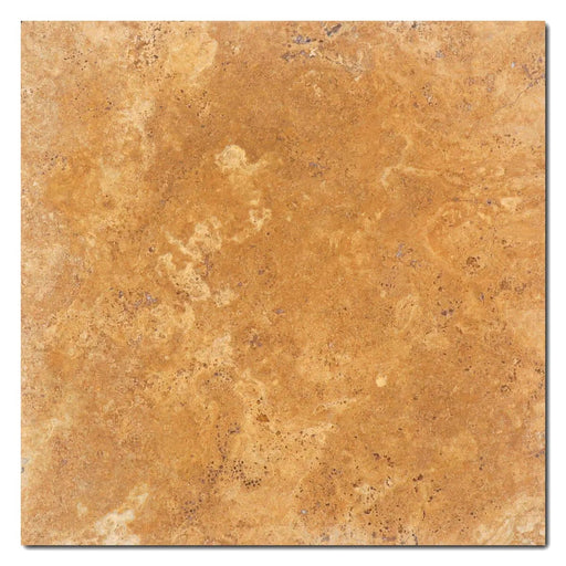 Full Tile Sample - Golden Sienna Travertine Tile - 12" x 12" x 3/8" Antique