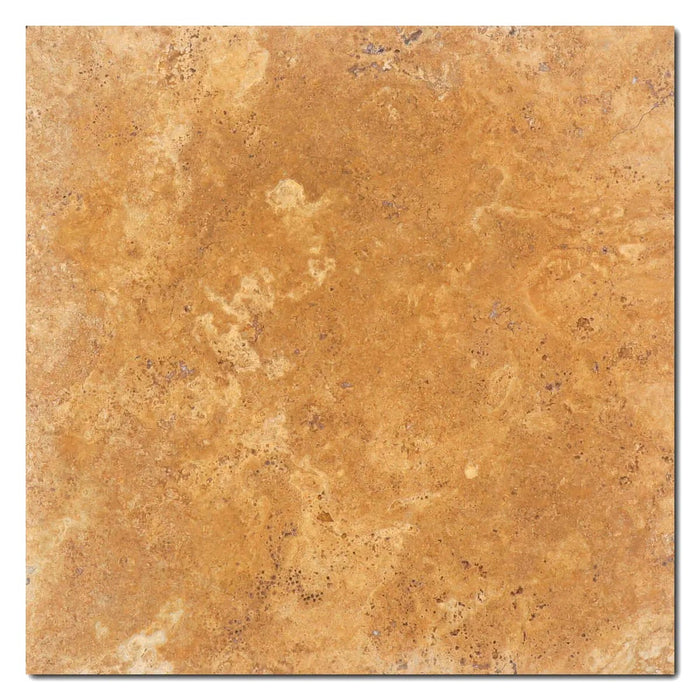 Full Tile Sample - Golden Sienna Travertine Tile - 12" x 12" x 3/8" Antique