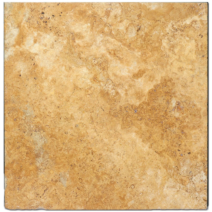 Full Tile Sample - Golden Sienna Travertine Tile - 18" x 18" x 1/2" Antique