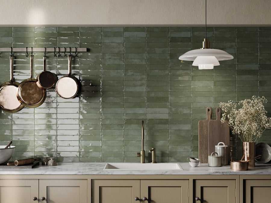 Marrakech Porcelain Green RNDMARR Tile Glossy 1