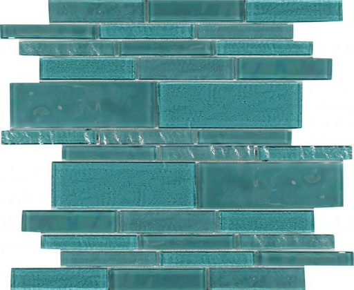 Aquatica Treasure Greenstone Glass Mosaic - Random Linear