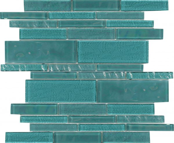 Aquatica Treasure Greenstone Glass Mosaic - Random Linear