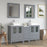 CVC Grey Solid Wood with Basin Engineered Marble Top and Mirror CVC24 Bathroom Cabinet - 60" x 18.5" x 36"