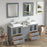 CVC Grey Solid Wood with Basin Engineered Marble Top and Mirror CVC24 Bathroom Cabinet - 60" x 18.5" x 36"