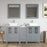 CVC Grey Solid Wood with Basin Engineered Marble Top and Mirror CVC24 Bathroom Cabinet - 60" x 18.5" x 36"