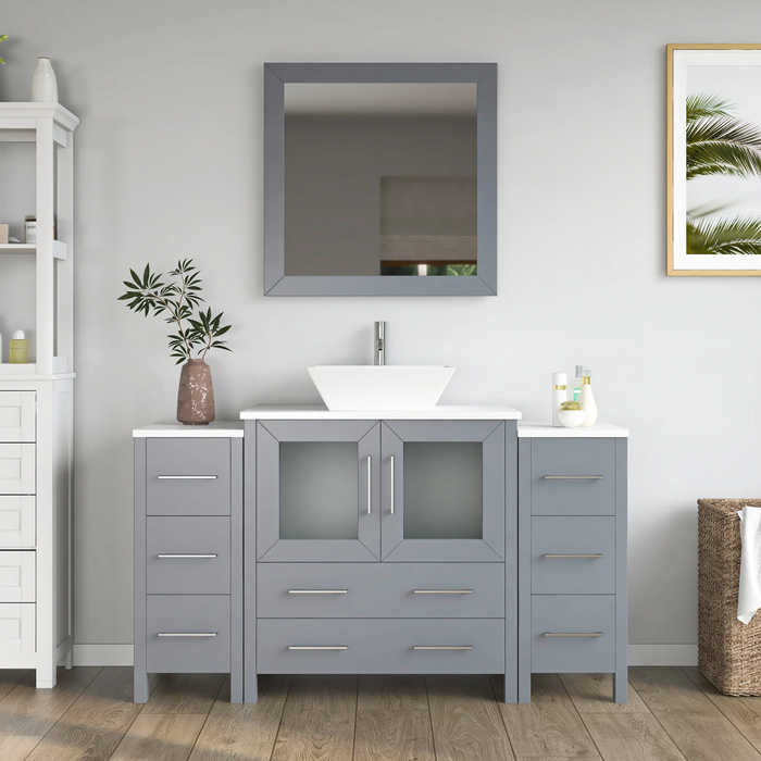 CVC Solid Wood Grey Bathroom Cabinet Grey
