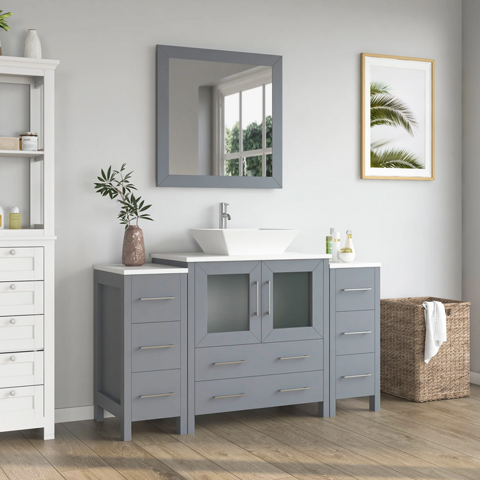 CVC Solid Wood Grey Bathroom Cabinet Grey