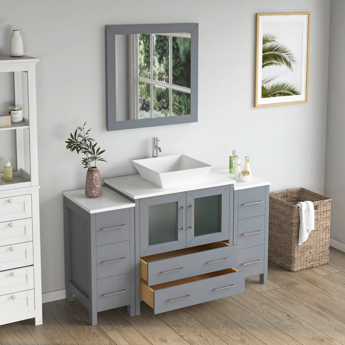 CVC Solid Wood Grey Bathroom Cabinet Grey