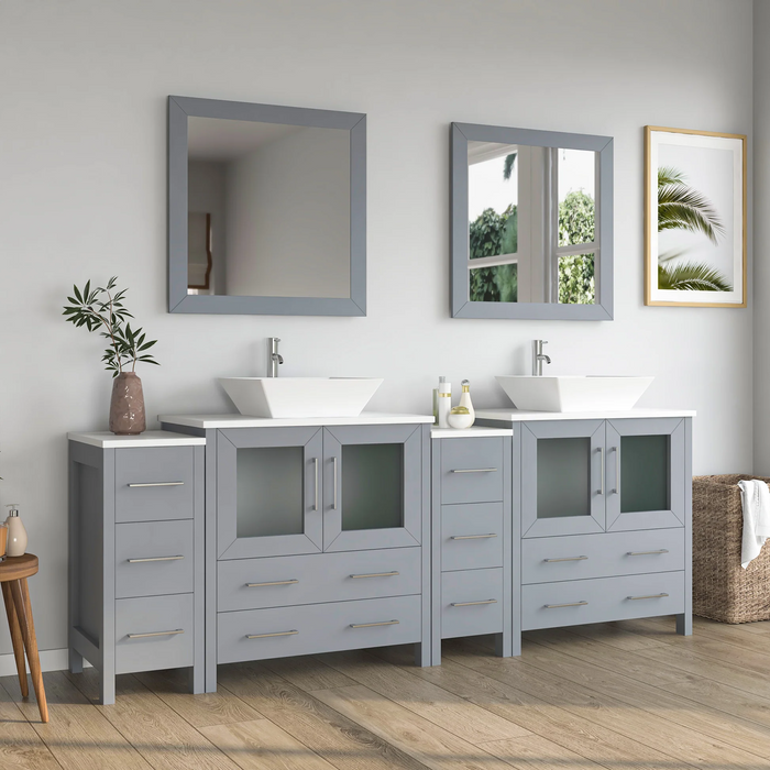 CVC Solid Wood Grey Bathroom Cabinet Grey