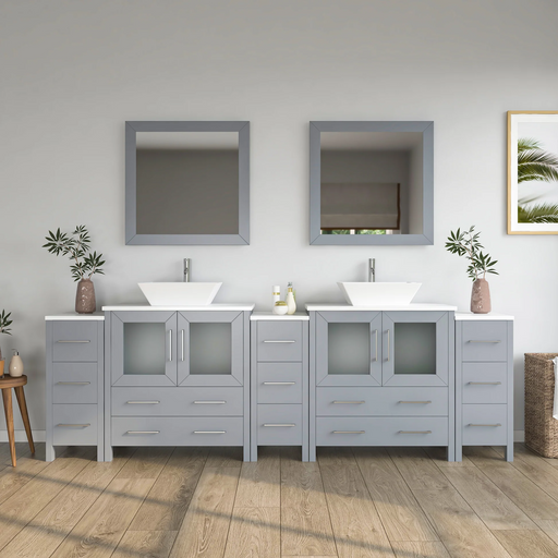 CVC Solid Wood Grey Bathroom Cabinet Grey
