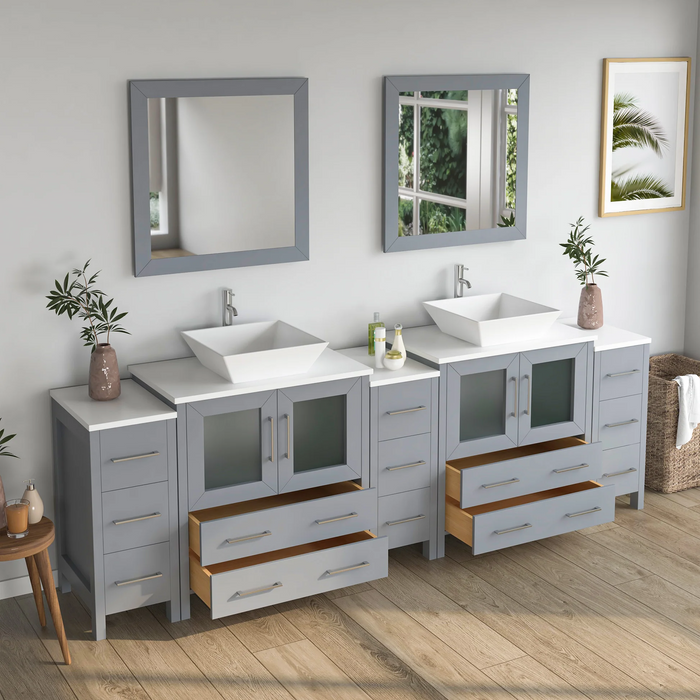 CVC Solid Wood Grey Bathroom Cabinet Grey