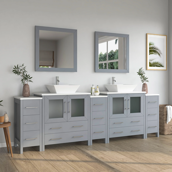 CVC Solid Wood Grey Bathroom Cabinet Grey