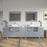 CVC Grey Solid Wood with White Engineered Marble Top and Mirror CVC36 Bathroom Cabinet - 108" x 18.5" x 36"
