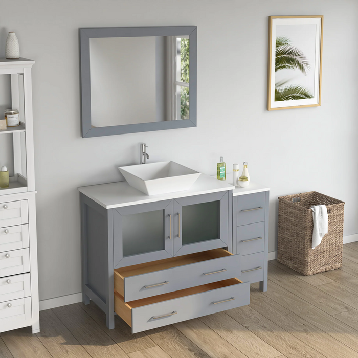 CVC Solid Wood Grey Bathroom Cabinet Grey