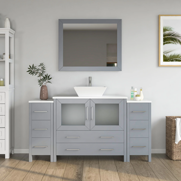CVC Solid Wood Grey Bathroom Cabinet Grey