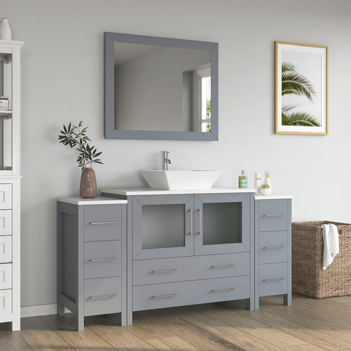 CVC Solid Wood Grey Bathroom Cabinet Grey
