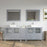 CVC Grey Solid Wood with White Engineered Marble Top and Mirror CVC36 Bathroom Cabinet - 84" x 18.5" x 36"