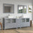 CVC Grey Solid Wood with White Engineered Marble Top and Mirror CVC36 Bathroom Cabinet - 84" x 18.5" x 36"