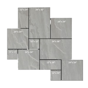 Grey Mist Natural Cleft Sandstone Paver Jumbo Pattern - 12" x 12" x +/- 1 1/4"