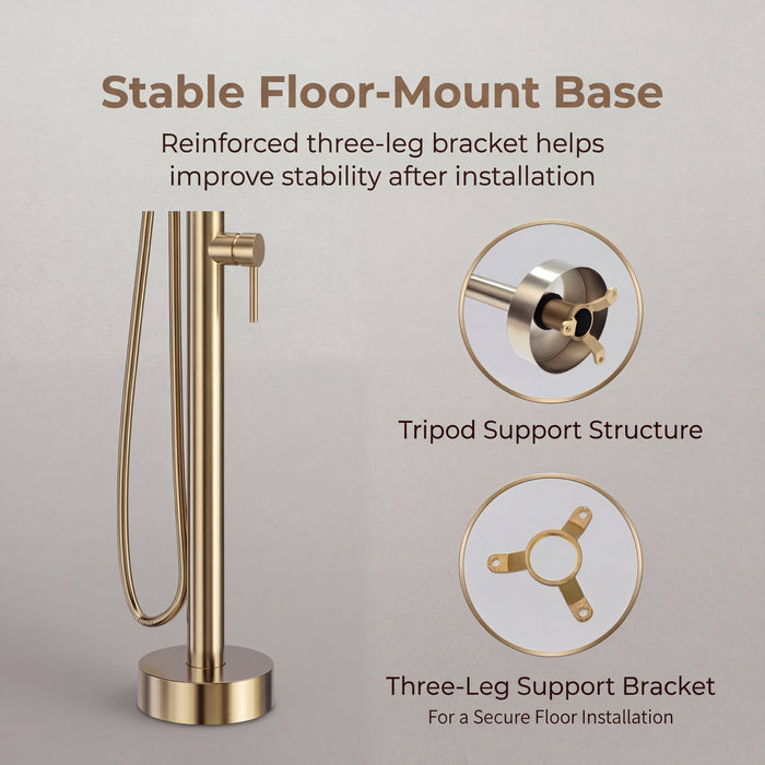 Brushed Gold Brass Bathtub Faucet