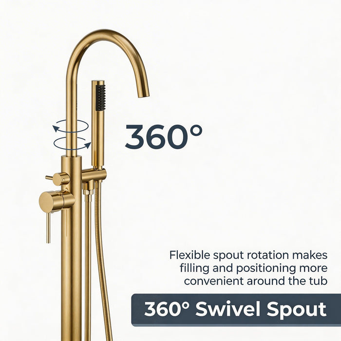 Brushed Gold Brass Bathtub Faucet