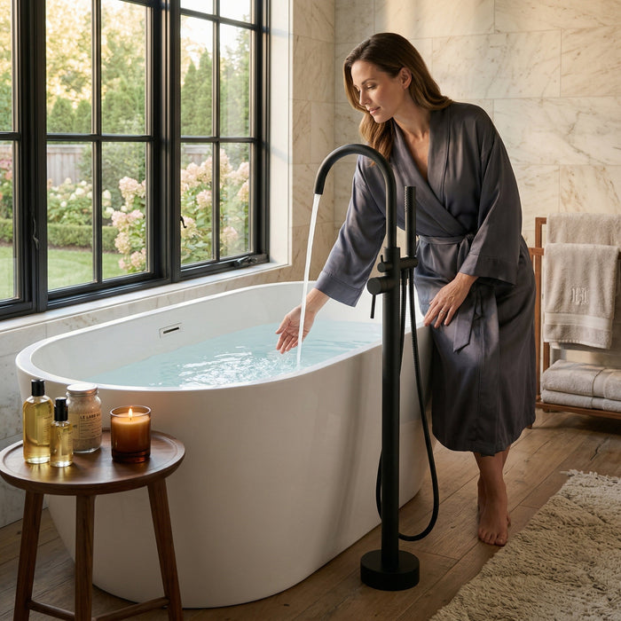 Matte Black Brass Bathtub Faucet