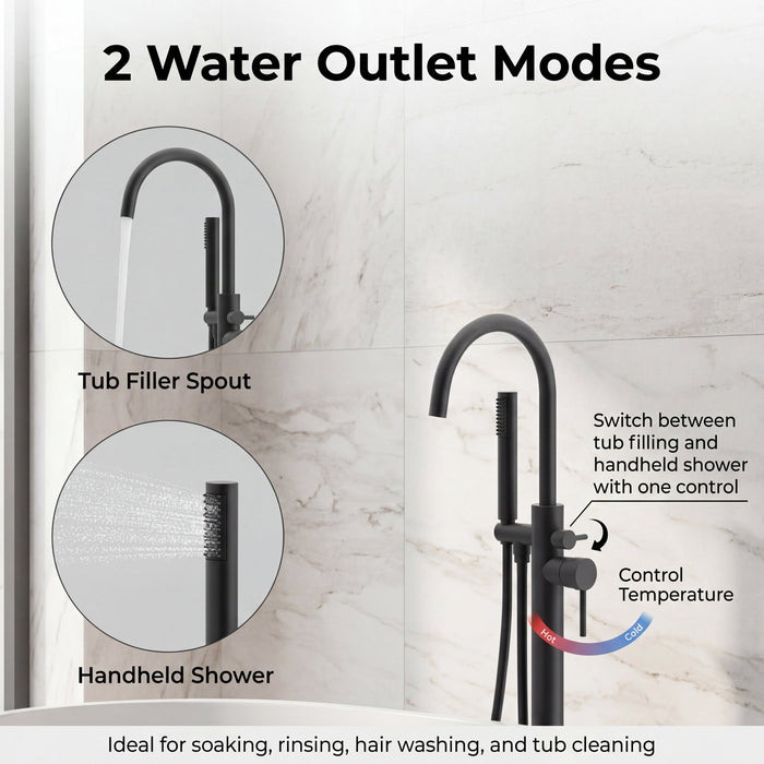 Matte Black Brass Bathtub Faucet