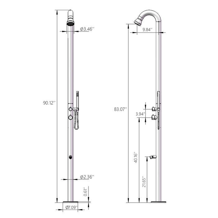 Matte Black Stainless Steel Outdoor Shower