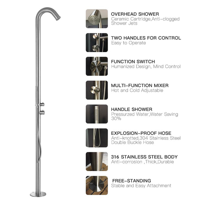 Brushed Stainless Steel Outdoor Shower