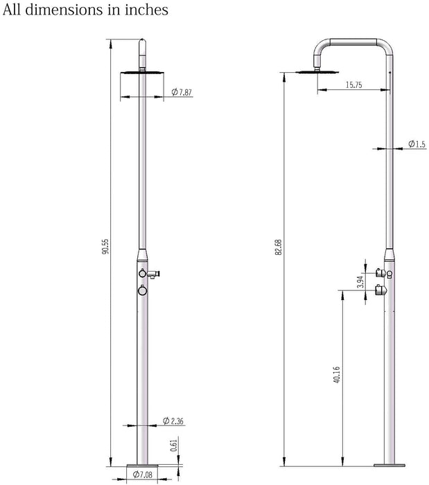 Matte Black Stainless Steel Outdoor Shower