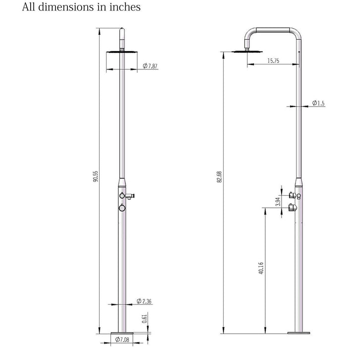 Matte Black Stainless Steel Outdoor Shower