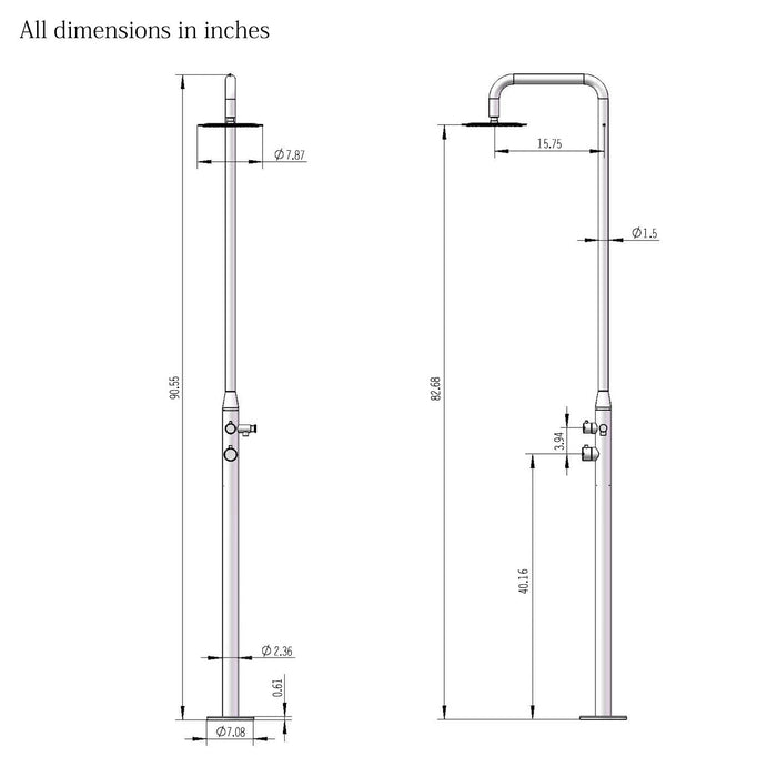 Brushed Stainless Steel Outdoor Shower