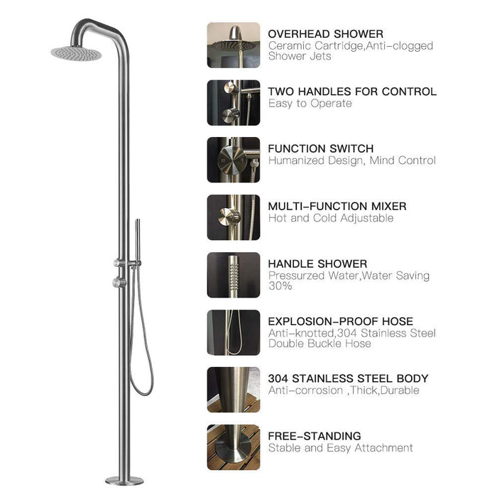 Brushed Polish Stainless Steel Outdoor Shower