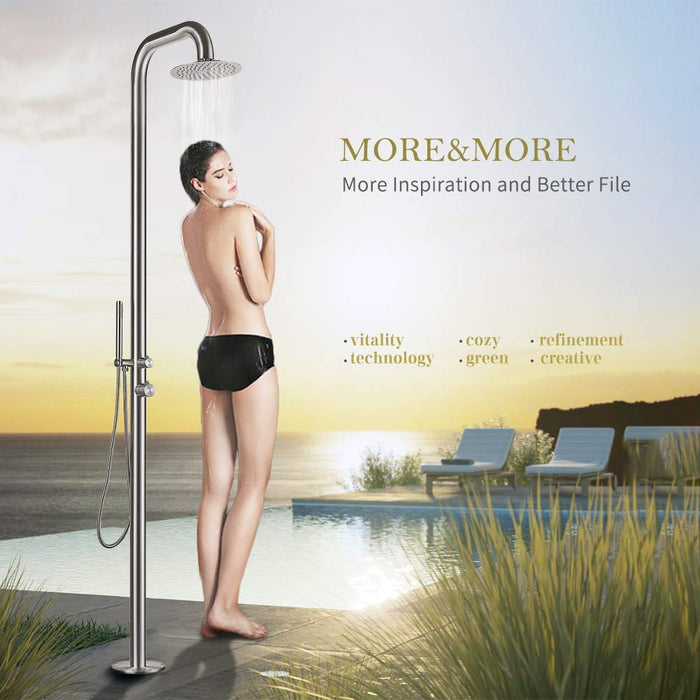 Brushed Polish Stainless Steel Outdoor Shower
