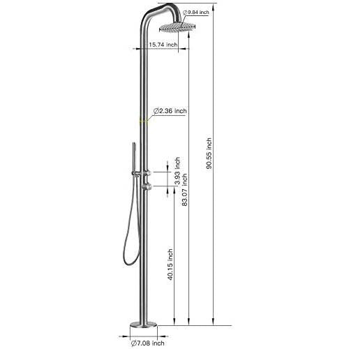 Brushed Polish Stainless Steel Outdoor Shower